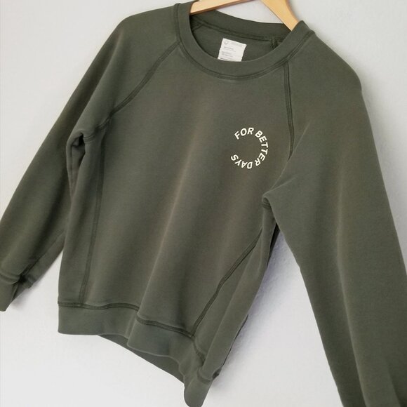 For Days Even Better Sweatshirt Crewneck 100% Organic Cotton Olive Green Size S - Picture 9 of 13